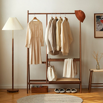 Xiyingsen Nordic black walnut cherry wood coat rack Japanese solid wood home floor-to-ceiling hanger bedroom rack