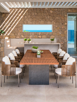 Nordic Vines Furniture Outdoor Table And Chairs Designer Teak Teak Tea Table Hotel Villa Courtyard Garden Terrace Outdoor Stainless Steel