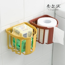 Punch-free toilet tissue box toilet rack put toilet paper paper paper toilet paper roll wall hanging