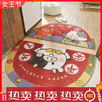 Spring Festival red festive silk ring into the door Year of the Ox mat doormat in and out of the safe household PVC non-slip mat