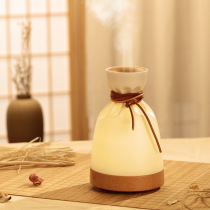创意小布袋加湿器 USB家用大雾量香薰机桌面静音小夜灯实木纹礼品