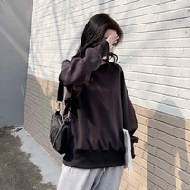 Solid color sweater women spring autumn and winter 2021 New loose slim long sleeve round neck design sense niche coat tide