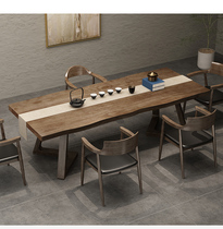 Nordic Solid Wood Desk Strip Large Board Meeting Table Natural Side Negotiation Table Guests Table Log Reception Tea Making Table