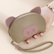 Genuine leather card bag key bag two-in-one 2022 small crowdwallet cute light zero wallet soft leather silver bag woman