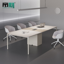 Conference table long table brief modern small meeting room strip Easy light and luxurious white 6 people meeting table and chairs combination