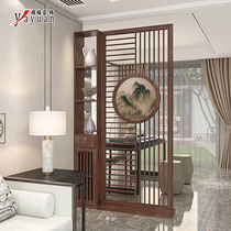 New Chinese screen partition living room entrance shielding office solid wood grille entrance partition cabinet screen wall