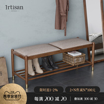 Carpenter solid wood changing shoes stool white waxed wood shoes rack doorway Xuantonstool Walnuts Longchair Nordic Brief wearing a bench chair