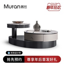 Italian minimalist tea table natural marble creative living room tea table designer tea table light luxury modern advanced feeling