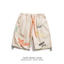 FAXIEN Japanese Tide brand lettering casual shorts mens 2021 summer New loose sports five-point pants