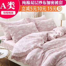 Pure cotton gauze quilt cover gauze quilt cover cotton double-layer yarn children's pastoral cartoon kindergarten single and double can be customized