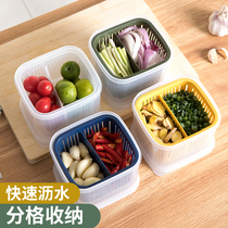 Scallion ginger garlic fresh box refrigerator fruit and vegetable storage box kitchen with lid drain storage box sealed box
