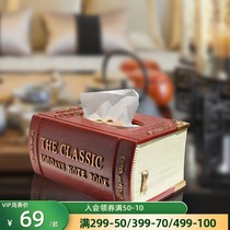 Household European tissue box set Retro creative resin book napkin pumping paper box Room gift gift friends 4 colors