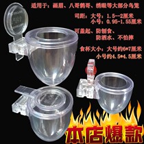 Thrush bird food can bird cage bird cage bird food Cup plastic anti-water accessories transparent cup Starling box bowl chicken heart supplies