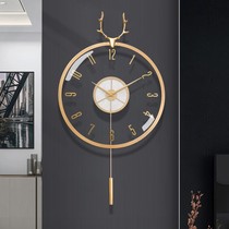 New transparent deer head wall clock home light luxury fashion mute clock living room simple decoration wall atmospheric clock
