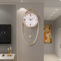 European Nordic wall clock creative living room swing light luxury metal clock home Modern simple atmospheric wall clock