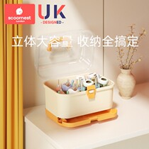 Baby bottle storage box drain rack baby tableware storage box with cover dust-proof drain rack dedicated