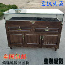 Vintage jewelry display cabinet Solid wood jade glass display cabinet Jewelry cabinet Silver jade souvenir display cabinet
