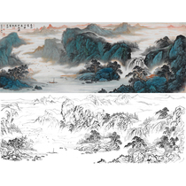Meticulous painting landscape draft large Chinese painting banner line draft has a long history physical printing draft FS06