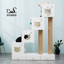 CatS Cat Furniture Steps High With Drawer Wooden Cat Cowl Cat Climbing Cat Tree Cat Felled Cat Toy Sending Cushion