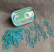 Creative 30 canned sardines canned iron box packaging fish-shaped paper clips