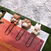 Green glaze Resin bear rabbit cat catch pins bookmark fashion hand account decoration pin bookmark