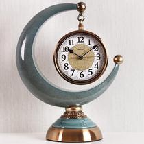 Crescent clock ornaments living room European simple modern clock light luxury fashion personality creative desktop clock mute
