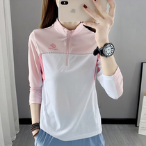 Light and breathable quick-drying t-shirt womens stand-up collar sunscreen long sleeve outdoor sports running quick-drying couple hiking mountaineering suit