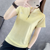 Quick-drying t-shirt womens short-sleeved stand-up collar light and breathable slim slim fast-drying half-sleeve outdoor sports running mountaineering suit