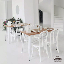 Net Red LOFT Industrial Wind metal retro table and chair combination cafe retro solid wood dining chair iron table and chair combination