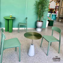 Industrial wind loft stainless steel cement table plastic chair back chair simple modern stackable dining hall chair