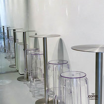 Net red industrial wind bar table and chair stainless steel table transparent bar stool milk tea shop cafe table and chair commercial restaurant