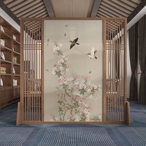 New Chinese style screen partition Living room office bedroom Home hotel occlusion decoration Solid wood simple seat screen mountain water