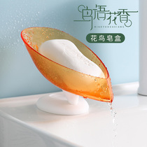 Drain soap box toilet creative punch-free bathroom flower and bird soap box household suction cup laundry soap rack