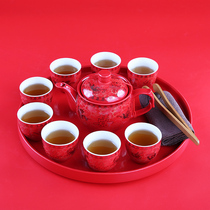 Red wedding tea set wedding teapot Chinese wedding teapot tea cup wedding gift with disc