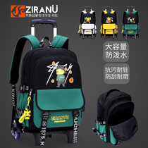 Primary school trolley bag animation boy 3-6 grade six wheels can climb ladder large capacity anti-splashing water detachable backpack