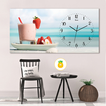 Simple atmosphere living room dining room hanging clock Nordic rectangular hanging painting clock glass simple modern can be covered meter