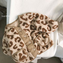 Fashionable Korean childrens circle wool cotton lamb coat loose plush BAO WEN coat thick cotton coat
