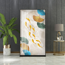 Light luxury new Chinese aluminum alloy screen partition living room office bedroom cover door custom metal fabric seat screen