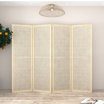 Chinese log rattan screen partition living room office restaurant Japanese porch decoration folding screen foldable mobile