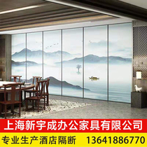 Hotel activity partition wall hotel box banquet hall soundproof screen foldable push-pull exhibition hall mobile partition wall