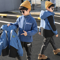 Balabala boys assault jacket coat cotton jacket plus velvet thickened childrens cotton-padded jacket winter jacket two-piece set