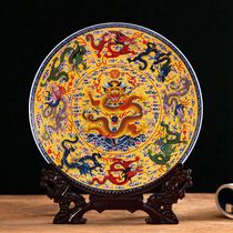 Jingdezhen ceramic large pastel hanging plate decoration sitting plate home background decoration plate decoration decoration decoration decoration