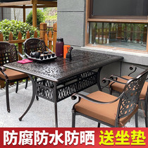 Outdoor Cast Aluminum Table And Chairs Combo Outdoor Patio Suit Eu Style Villa Garden Casual Villa Iron Art long table and chairs