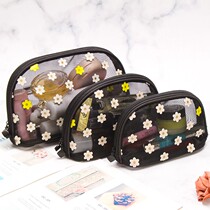 Transparent mesh travel cosmetic bag womens portable Korean simple large capacity toiletries storage bag net red ins wind