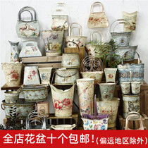 Large collection of solitary products-American pastoral home accessories antique iron flower pot flower bucket flower bucket iron flower pot