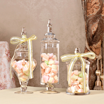 European style net red transparent glass candy jar storage jar creative tall wedding hotel dessert table soft decoration ornaments