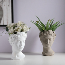 Creative cement flowerpot Venus goddess statue flower block retro art vase home furnishings