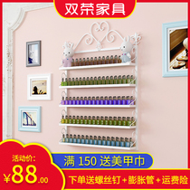 Square nail polish glue display rack wrought iron multi-layer wall-mounted nail salon shelf cosmetics container