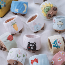 Fleshy thumb pot hand-painted flowerpot small clay coarse pottery red plant combination Jingdezhen balcony breathable small workshop