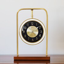 New Chinese clock clock retro American light luxury solid wood home living room ornaments clock creative fashion desktop clock